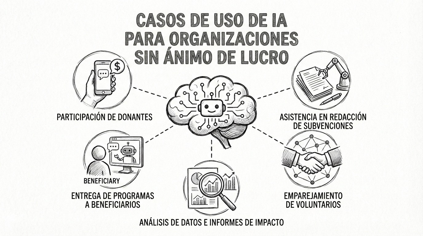 Usos de IA más comunes en organizaciones sin fines de lucro
